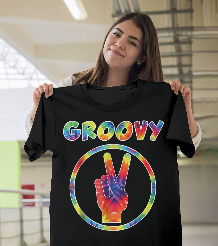 Groovy 70s Tie Dye Vintage Peace Sign Retro Party T-Shirt