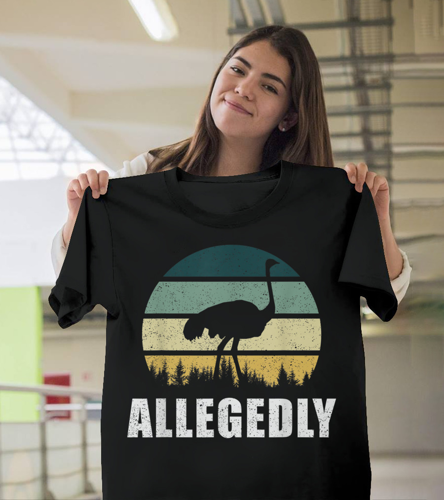 Allegedly Ostrich Silhouette Forest Sunset T-Shirt