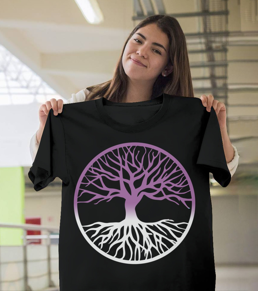 Yggdrasil Tree Of Life Purple Norse Paganism Sacred Symbol Circle T-Shirt