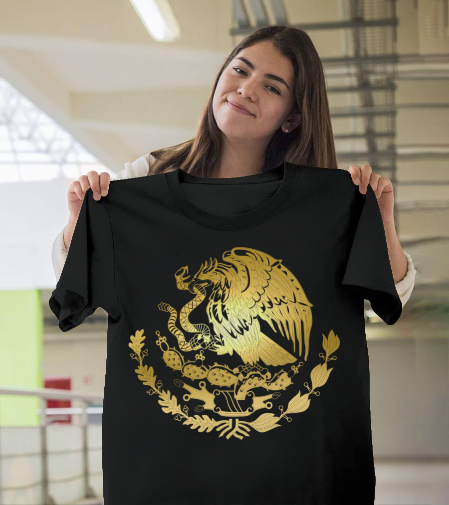 Gold Mexico National Emblem and Coat of Arms T-Shirt