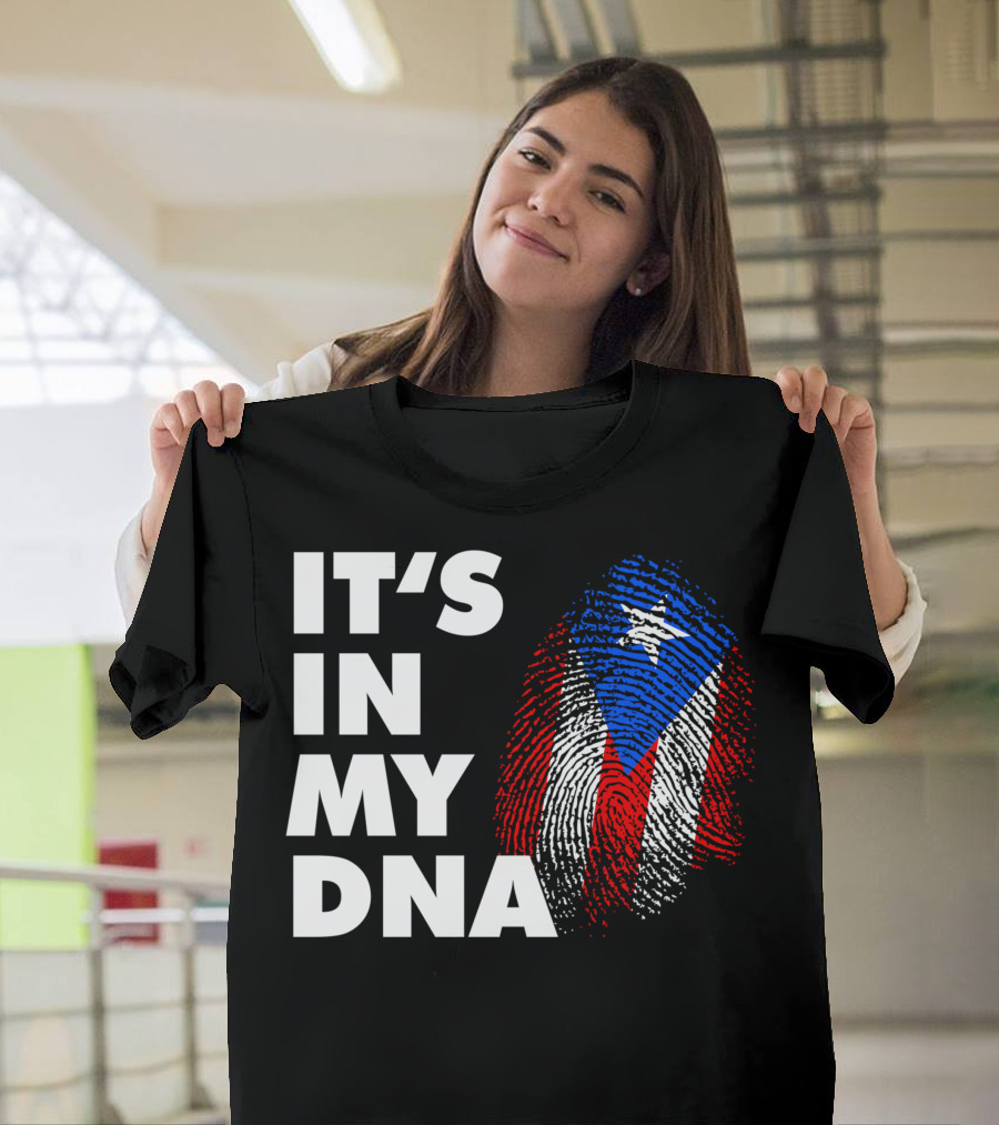 It's In My DNA Puerto Rico Fingerprint Boricua Flag T-Shirt