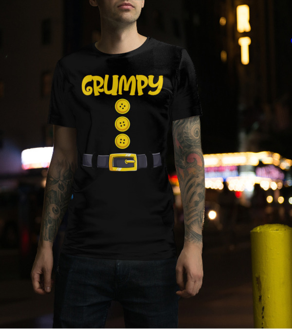 Grumpy Halloween Dwarf Costume Belt Buckle Buttons T-Shirt