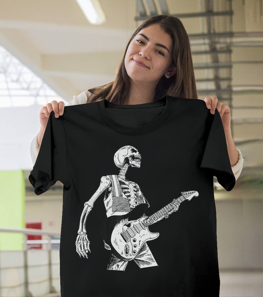 Skeleton Playing Electric Guitar T-Shirt