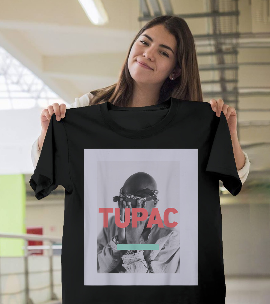 Tupac Bandana Hidden Face Black and White Photography T-Shirt