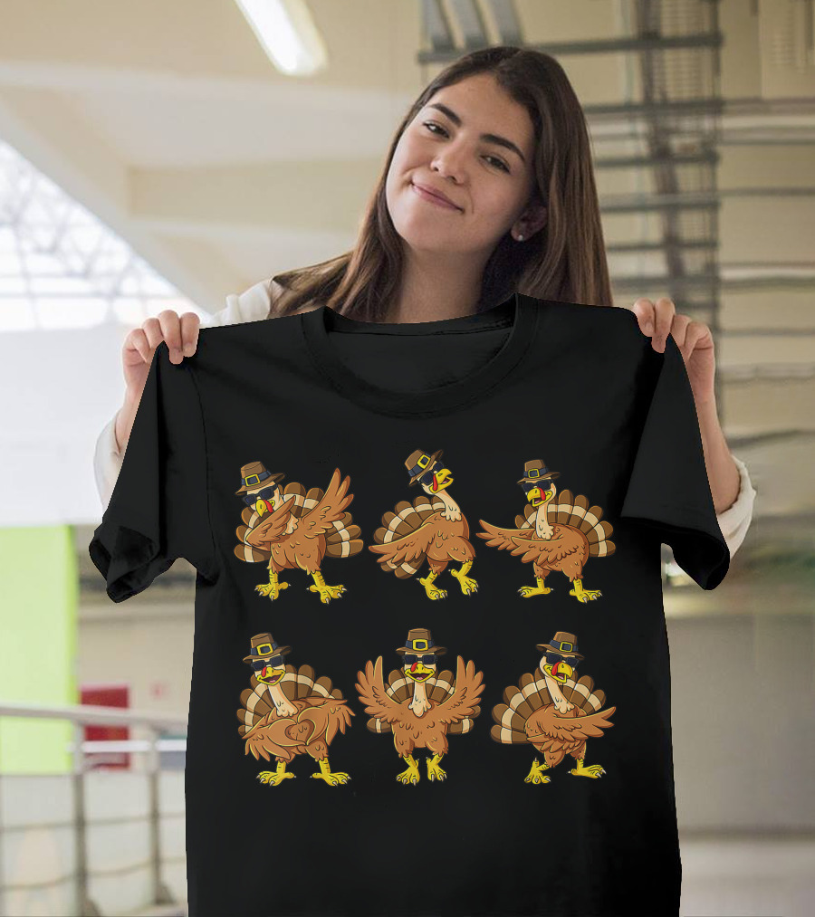 Thanksgiving Day Dancing Turkey Pilgrim Fun Moves T-Shirt