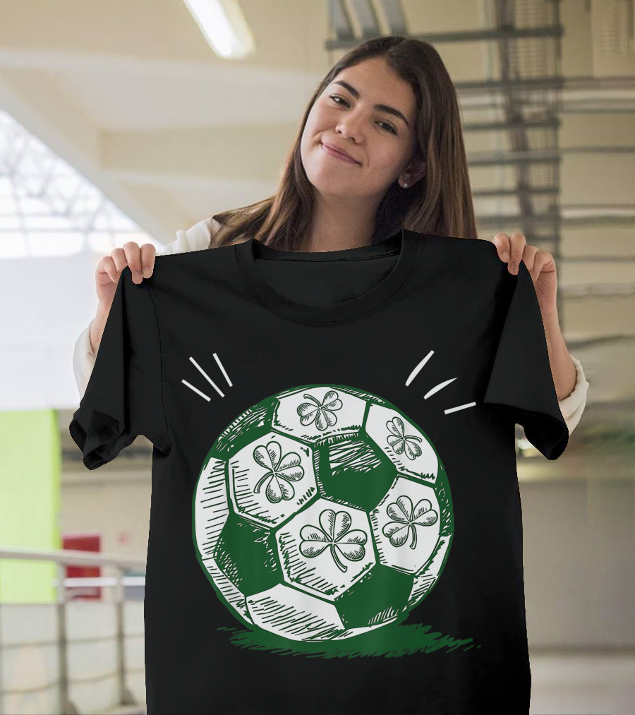 Soccer Ball with Shamrock Clover T-Shirt