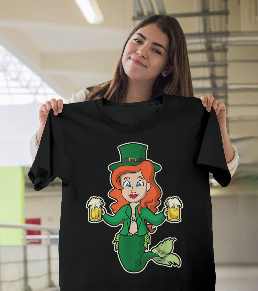 Irish Mermaid Green Top Hat Beers Women T-Shirt