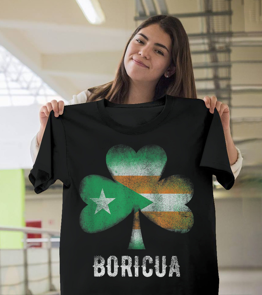 Boricua Puerto Rico Shamrock Flag T-Shirt