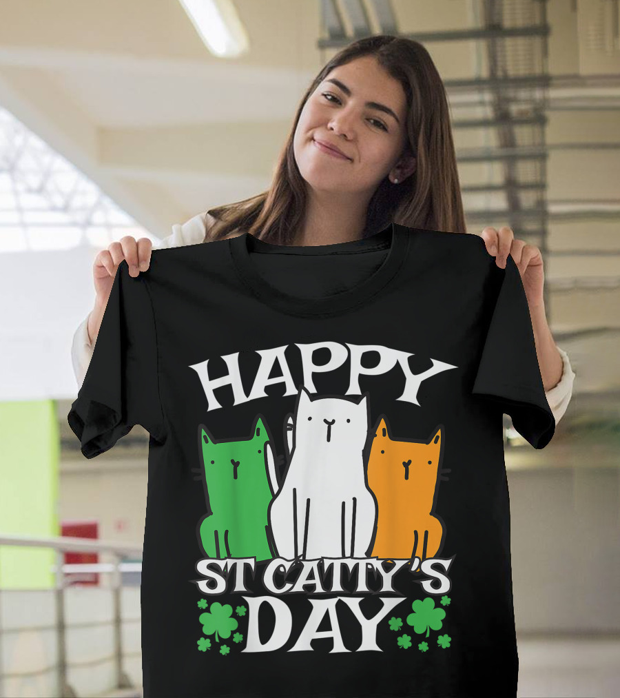 Happy Saint Catty's Day St. Patrick's Day Kitty Cat T-Shirt