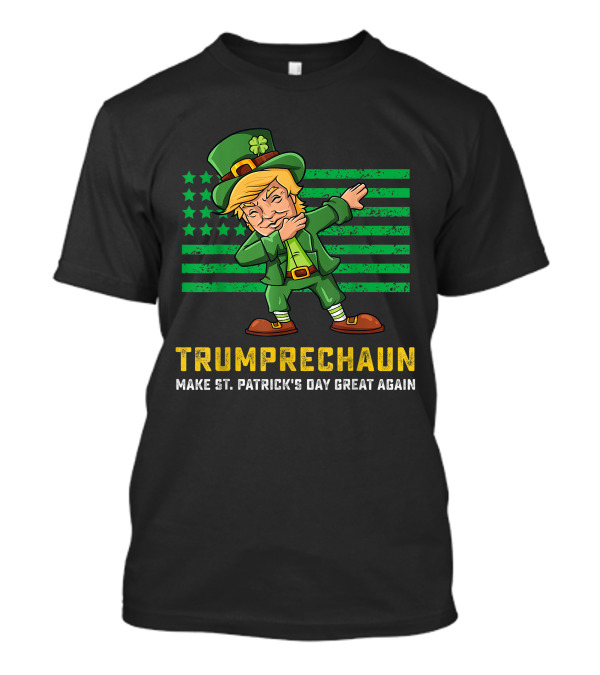 Trumprechaun Make St. Patrick's Day Great Again Dabbing American Flag T-Shirt