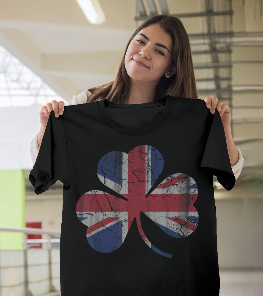 Vintage Union Jack Shamrock Irish Flag T-Shirt
