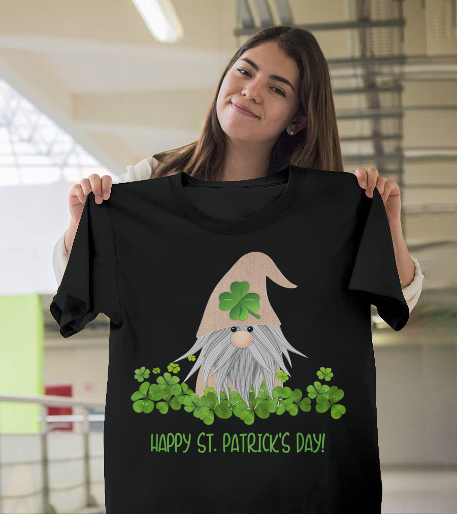 Happy St. Patrick's Day Gnome with Shamrocks T-Shirt