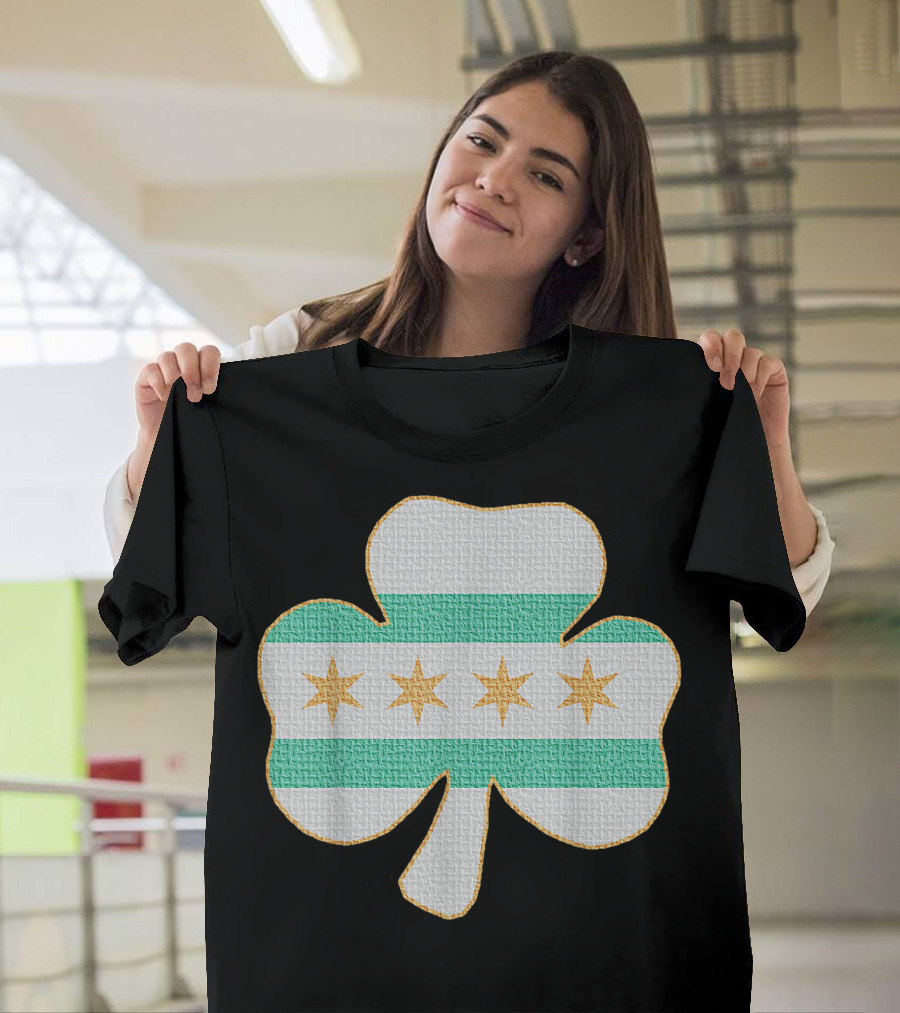 Chicago Irish Flag Shamrock Stars T-Shirt