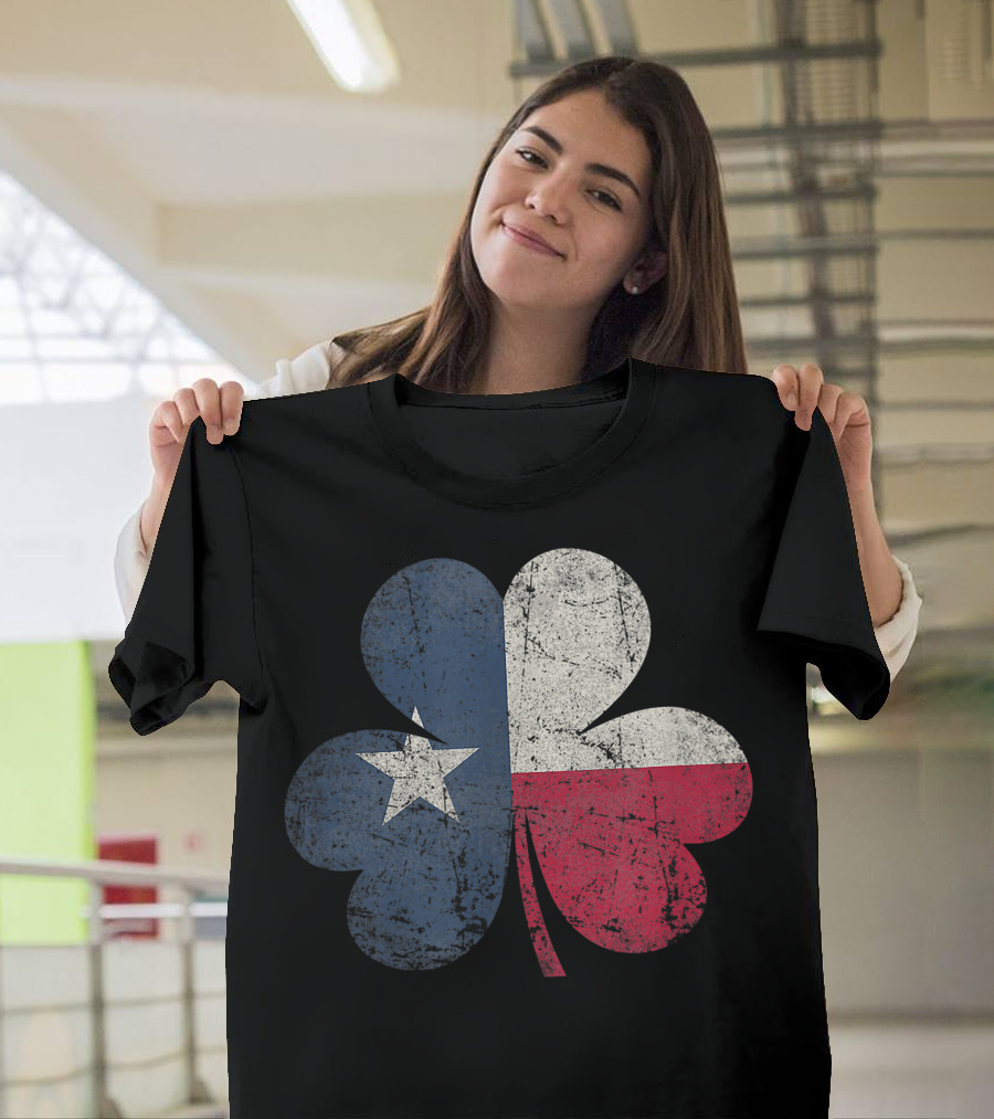 St Patricks Day Irish Texas Clover Texan Flag T-Shirt