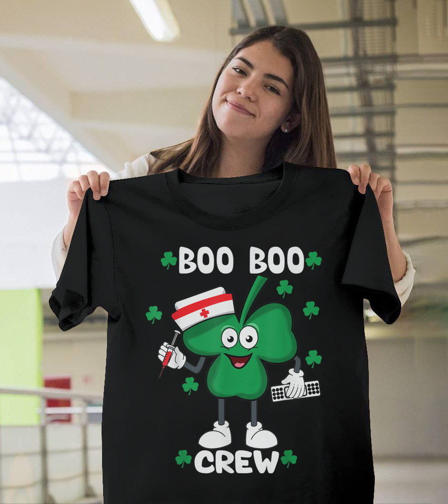 Boo Boo Crew Nurse Shamrock St. Patrick's Day Funny Nurse T-Shirt