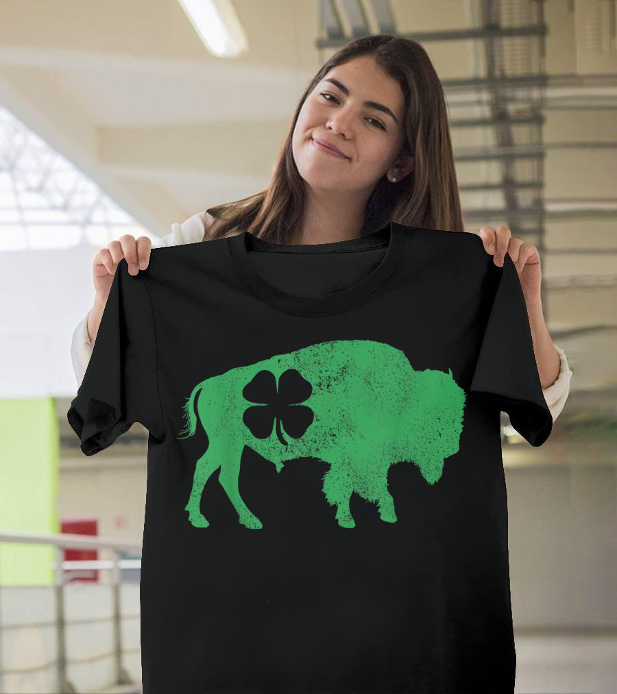 St. Patrick's Day Green Shamrock Buffalo Bison Irish Saint T-Shirt