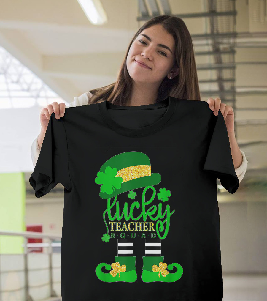 Lucky Teacher Squad St. Patrick's Day Elf Hat and Shoes T-Shirt