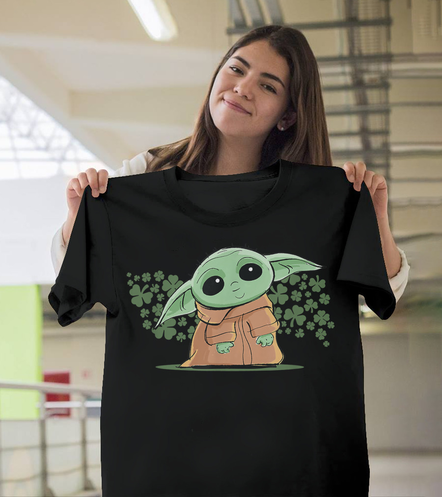 Star Wars The Mandalorian The Child Green with Shamrocks T-Shirt