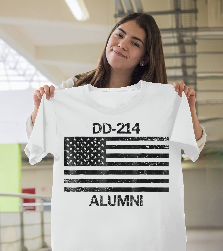 DD 214 Alumni Faded Grunge American Flag T-Shirt