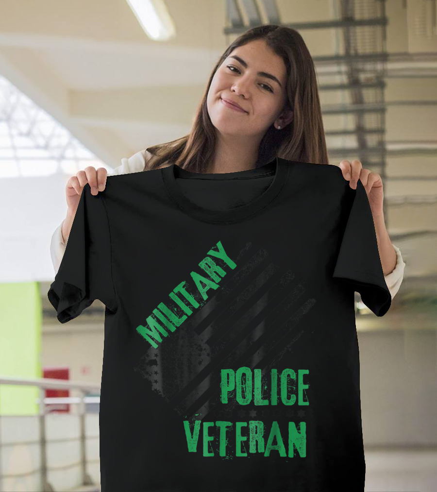 Military Police Veteran American Flag T-Shirt