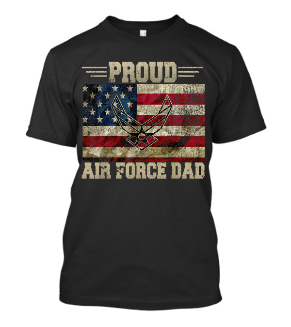 Proud Air Force Dad Military Veteran US Flag Emblem T-Shirt