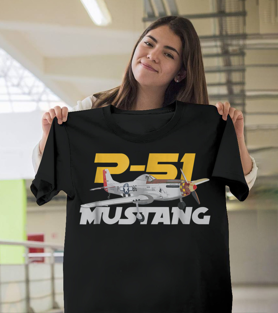 P51 Mustang Vintage Machine Veteran Pilot Airplane WWII Classic T-Shirt