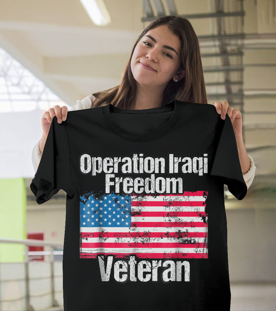 Operation Iraqi Freedom Veteran US Flag T-Shirt