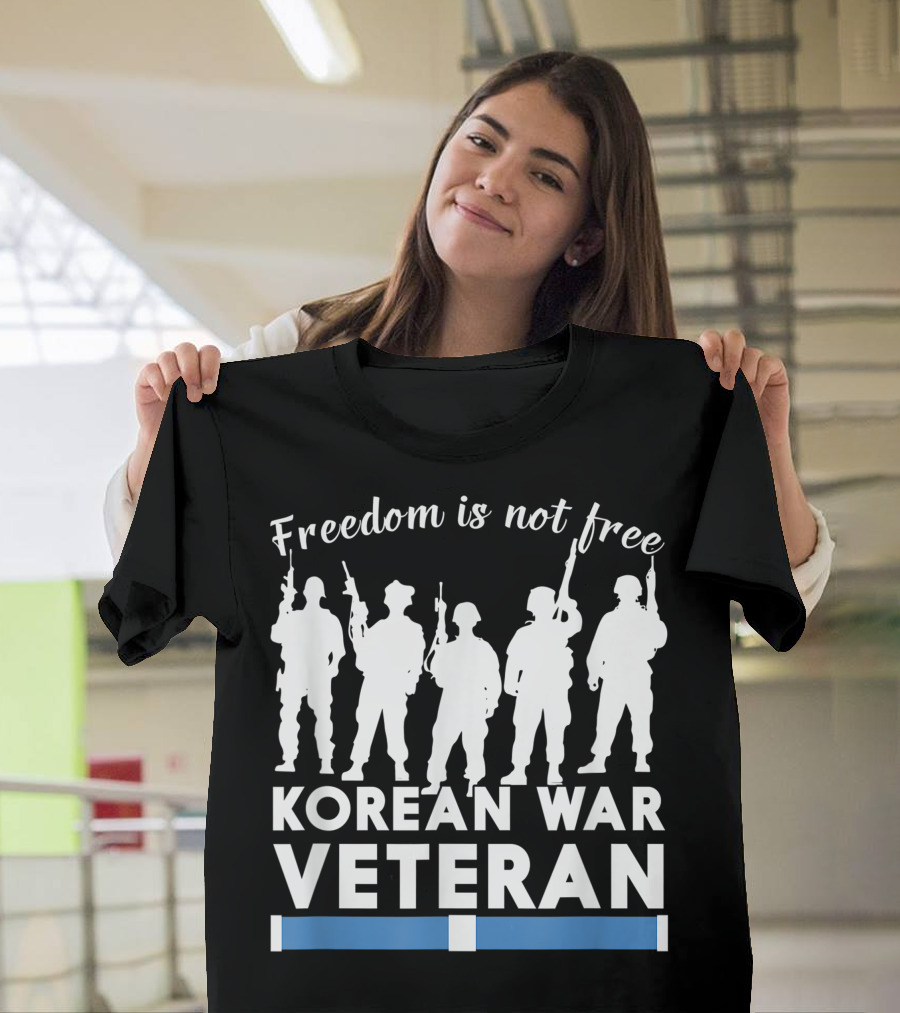 Freedom Is Not Free Korean War Veteran Silhouetted Soldiers Veteran's Day T-Shirt