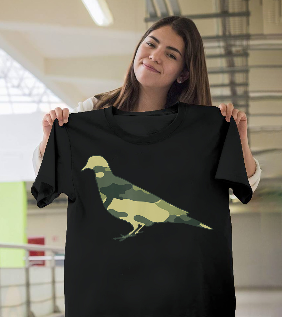 Military Camo Pigeon Bird Dove Veteran Men Print T-Shirt