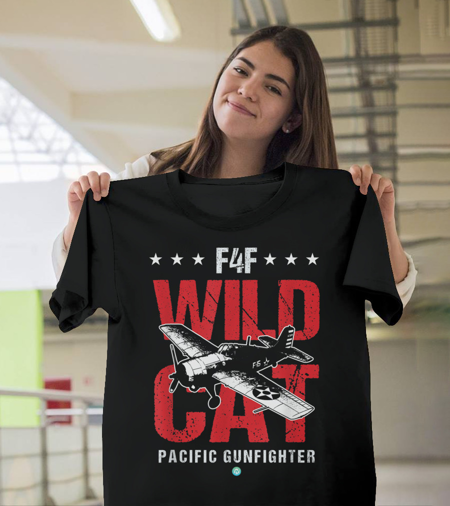 F4F Wildcat Pacific Gunfighter Vintage Machine Veteran Pilot T-Shirt