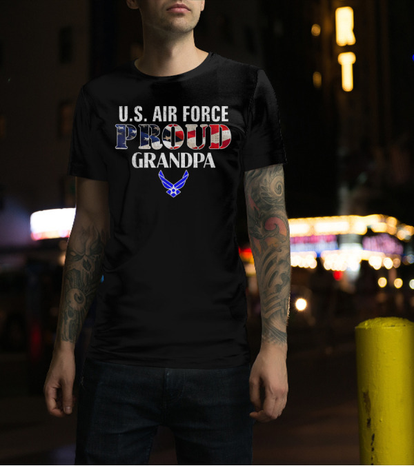 U.S. Air Force Proud Grandpa American Flag Veteran T-Shirt