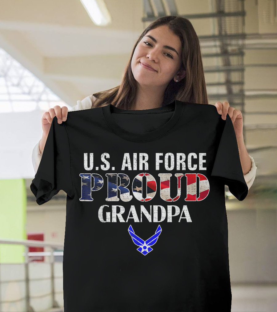 U.S. Air Force Proud Grandpa American Flag Veteran T-Shirt