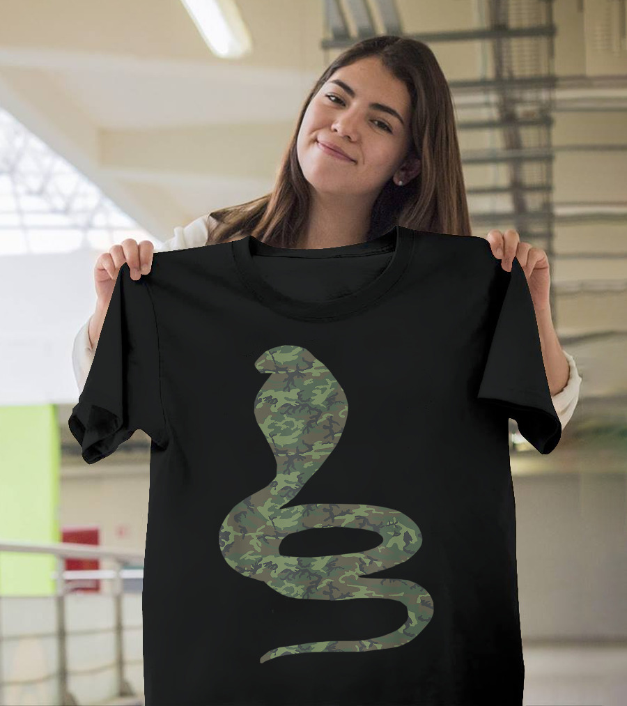 Military Cobra Camo Print US Veteran Snake T-Shirt