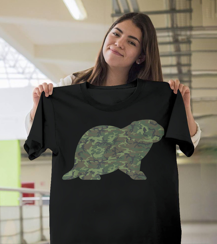Military Otter Camo Print Us Weasel Animal Veteran Camouflage T-Shirt