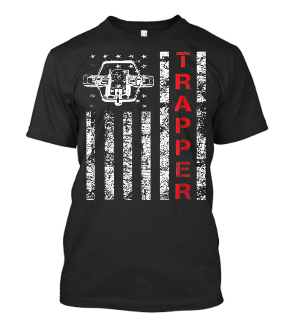 Trapper American Flag With Coyote Trap T-Shirt