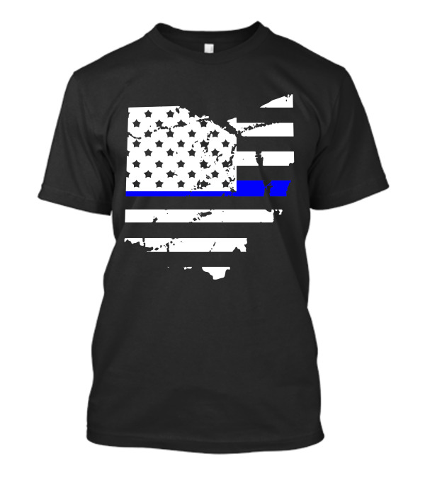 Thin Blue Line Ohio Police American Flag Cop State Map T-Shirt