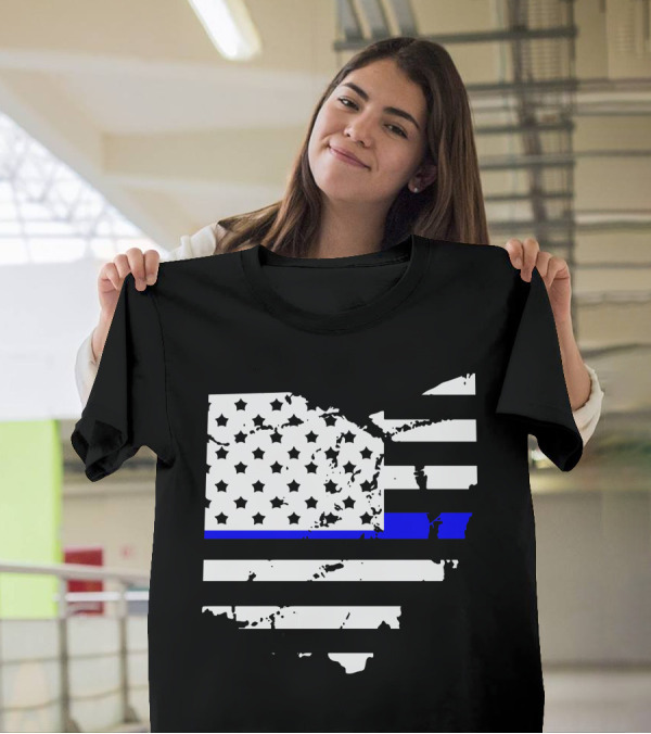 Thin Blue Line Ohio Police American Flag Cop State Map T-Shirt