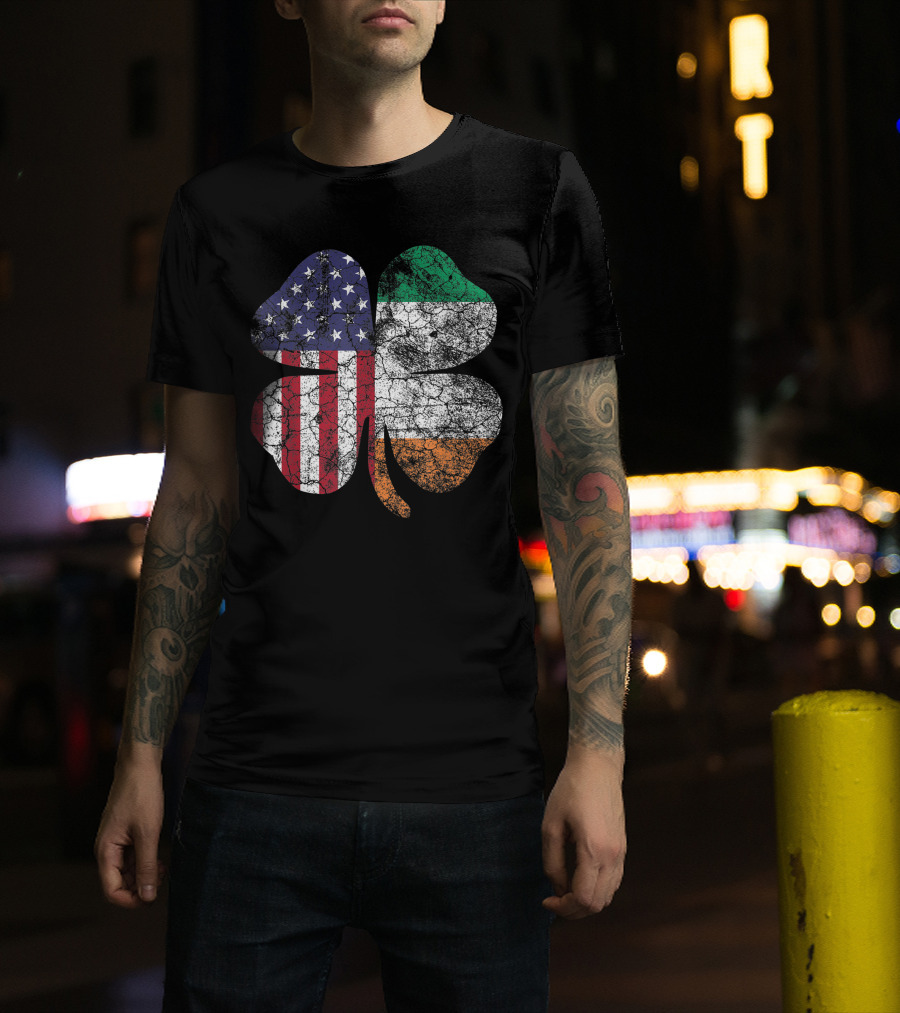 Irish American Flag Shamrock Ireland Patriotic T-Shirt