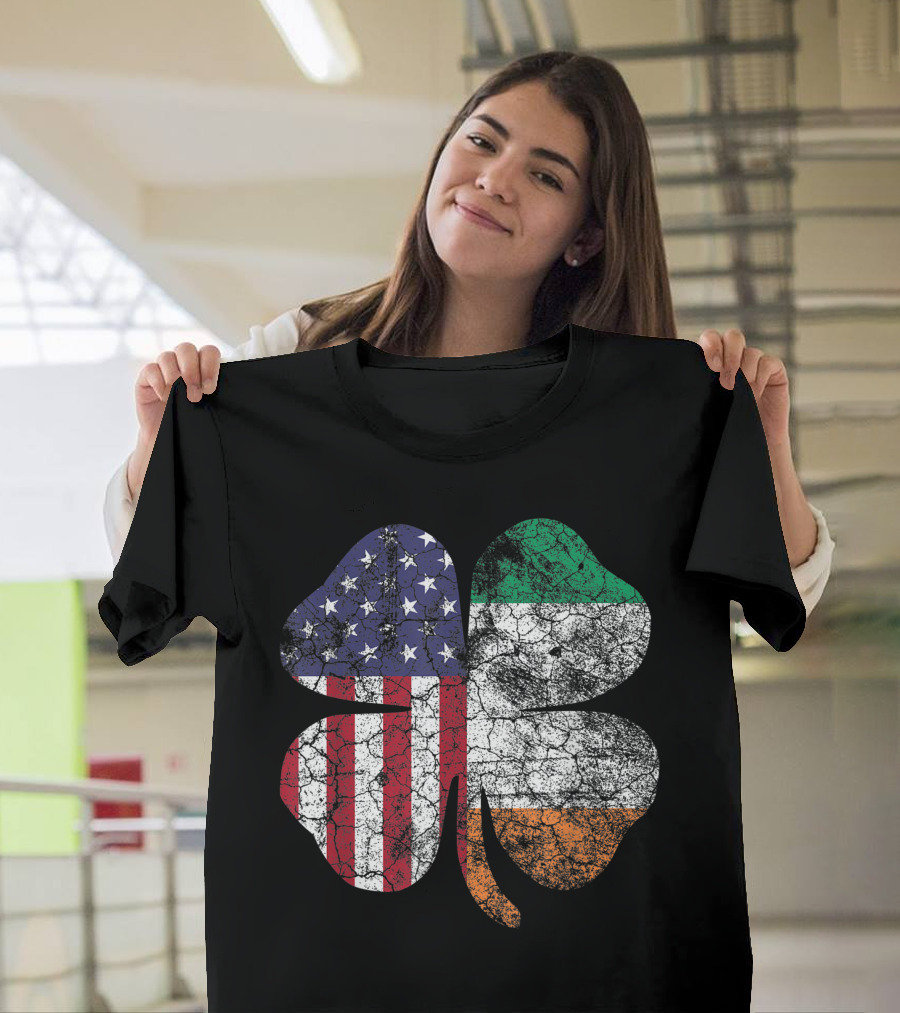 Irish American Flag Shamrock Ireland Patriotic T-Shirt