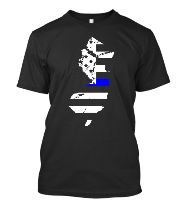 Thin Blue Line New Jersey State American Flag Police T-Shirt