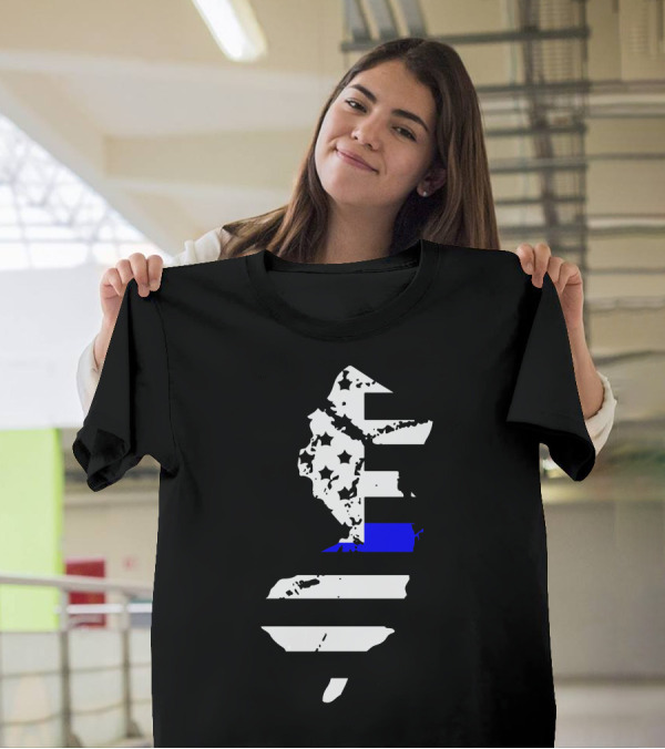 Thin Blue Line New Jersey State American Flag Police T-Shirt