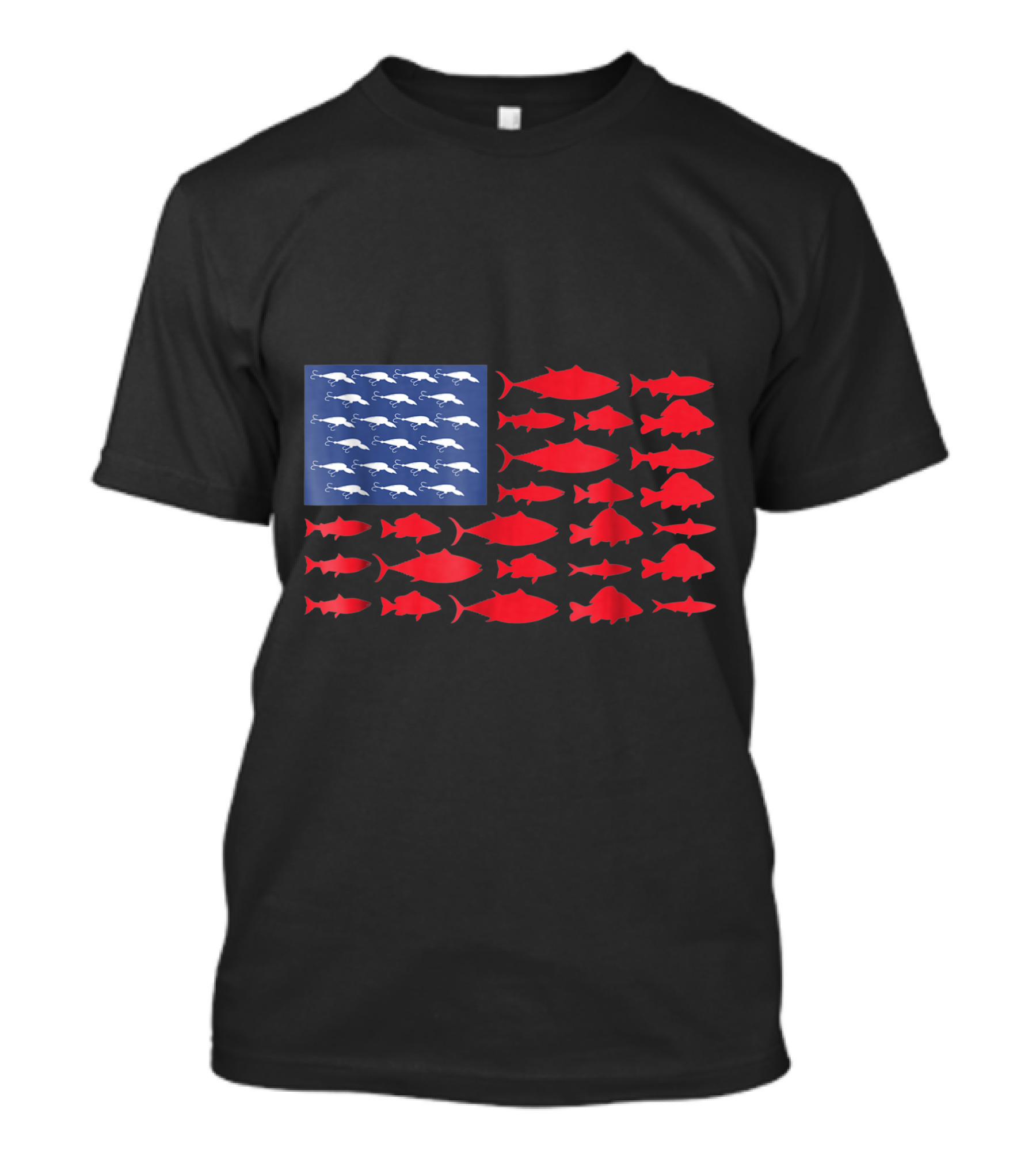 Fish American Flag Patriotic USA Fishing Pole T-Shirt