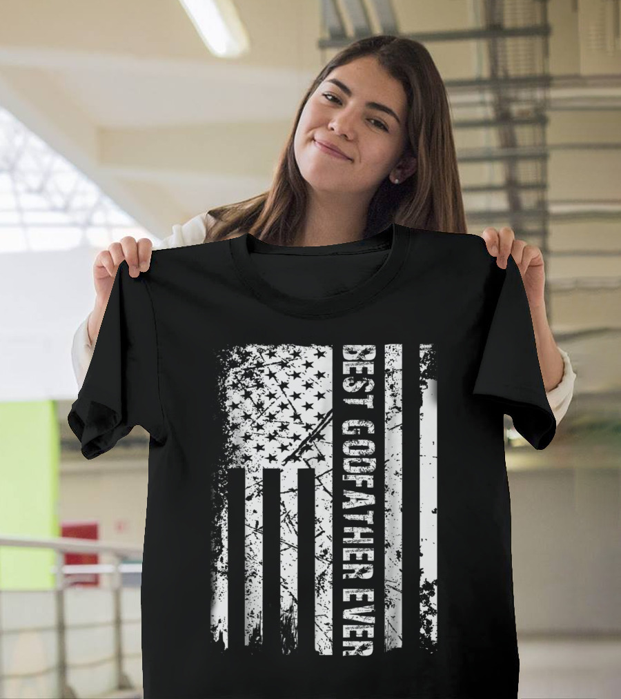 Best Godfather Ever Distressed American Flag T-Shirt