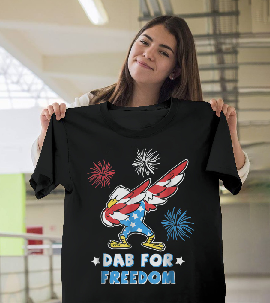 Dab For Freedom American Independence Eagle with Fireworks T-Shirt