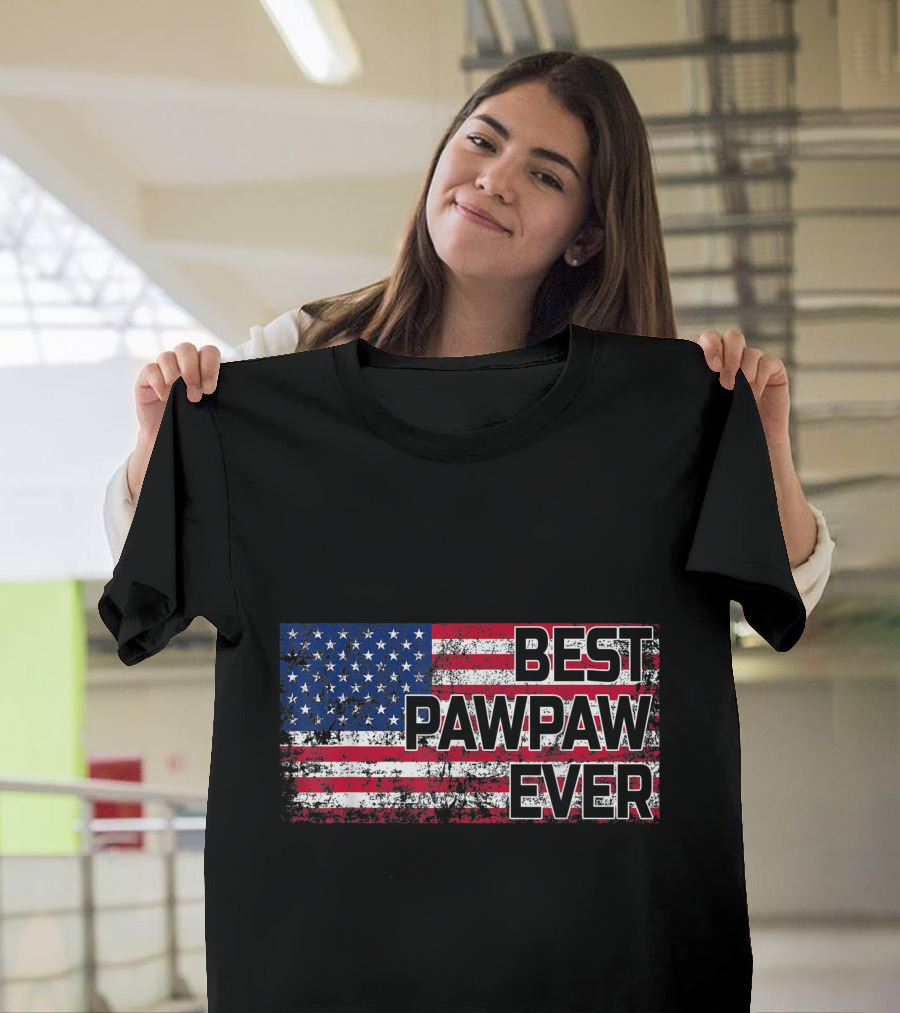 BEST PAWPAW EVER AMERICAN FLAG VINTAGE STYLE USA FLAG T-Shirt