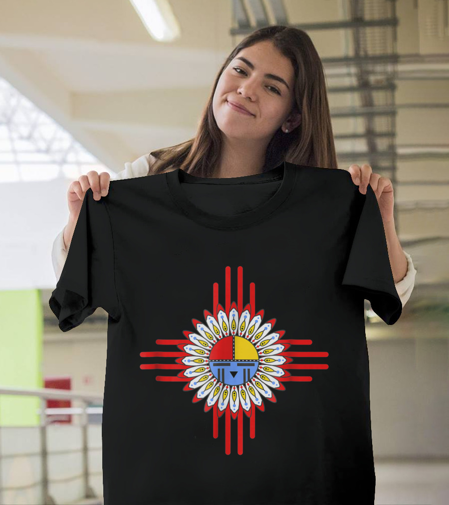 Native American Culture Kachina Zia Symbol Sun Face Fun T-Shirt