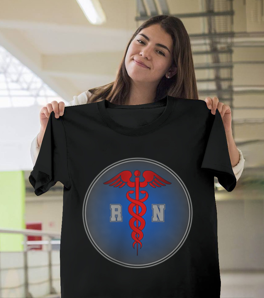 Nurses Got Your Six Thin Blue Line RN Caduceus Emblem T-Shirt