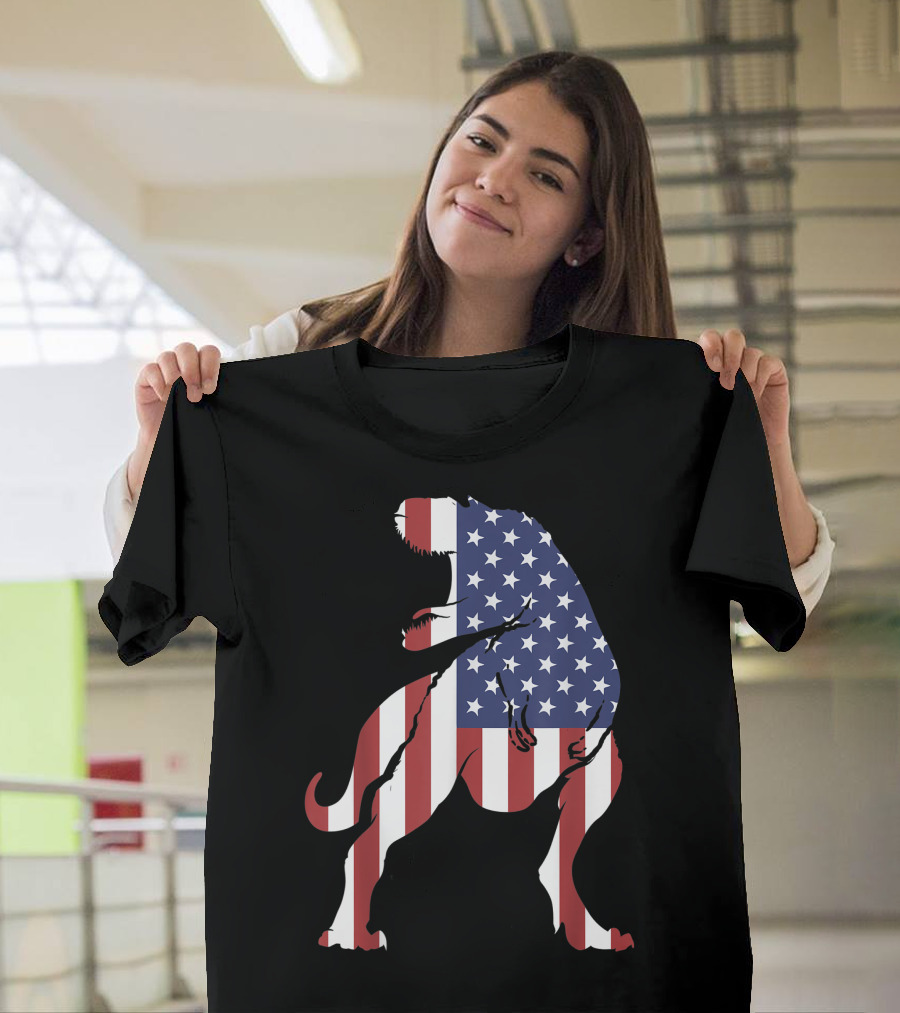 American Flag Dinosaur Cool America Dino Lovers T-Rex T-Shirt