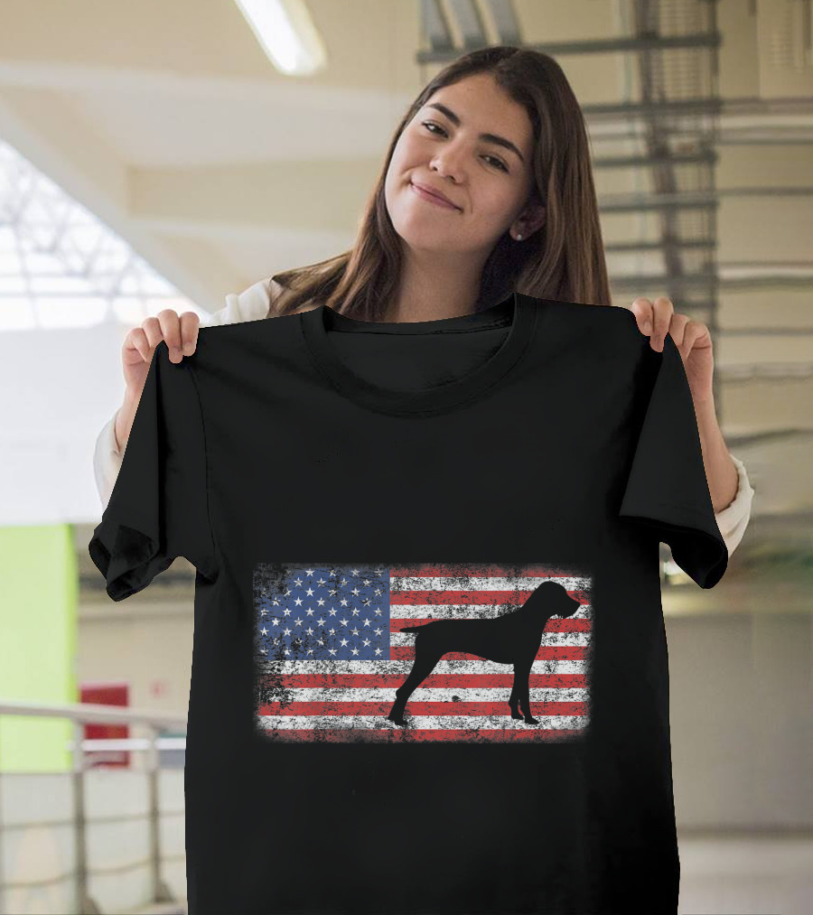Vintage American Flag Pudelpointer Silhouette T-Shirt