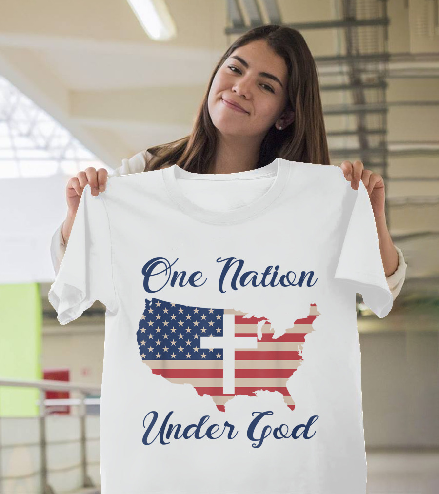 One Nation Under God American Flag Cross Patriotic Christian T-Shirt